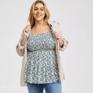 Torrid Babydoll Washable Gauze Smocked Tiered Top